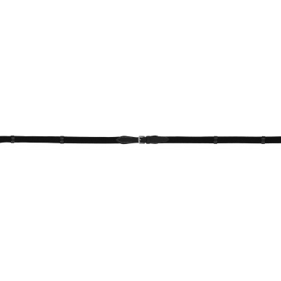 Cinto preto fino com fivela metálica prateada