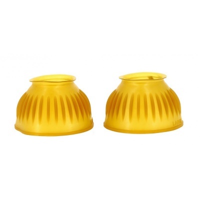 Duas campânulas amarelas de plástico com relevos verticais