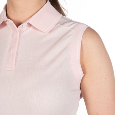 Top feminino rosa claro sem mangas com colarinho tipo polo