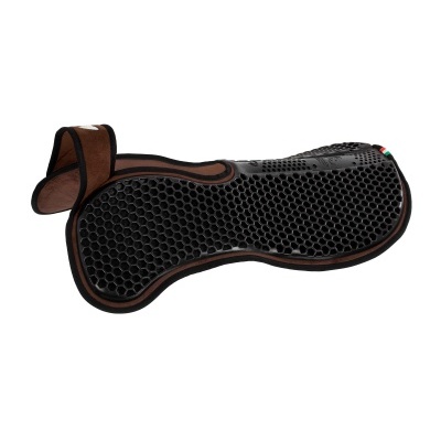 Manta para cavalo preta com bordas castanhas e textura tipo favos de mel