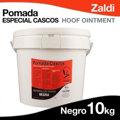 Embalagem branca de 10 kg de pomada para cascos Zaldi com rótulo vermelho e preto