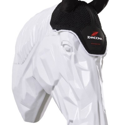 Auscultador preto para cavalo com emblema ZANDONA em cabeça de cavalo branca