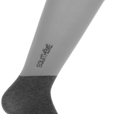 Meia comprida cinza clara e escura com texto EQUITHÈME