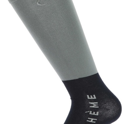 Meia desportiva cinzenta e preta com texto EQUITHEME