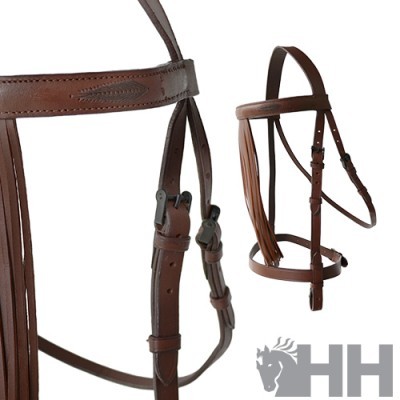 Bridão de cavalo em pele castanha com fivelas
