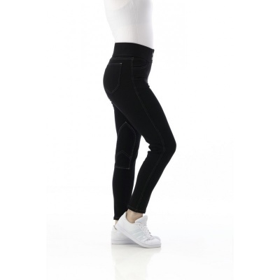 Leggings pretas compridas com costuras cinza