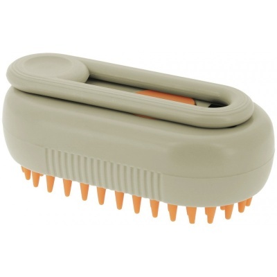 Escova massajadora cinzenta com cerdas laranja