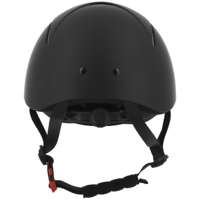 Capacete preto fosco para bicicleta com fitas e fecho vermelho