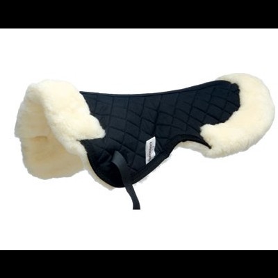 Protetor para selim de cavalo preto com bordas em lã branca