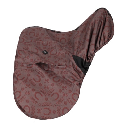 Capa para sela de cavalo com padrão castanho e bolso