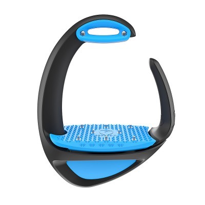 Estribo para equitação preto e azul com base antiderrapante