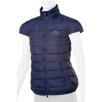 Colete acolchoado feminino azul escuro com fecho e bolsos