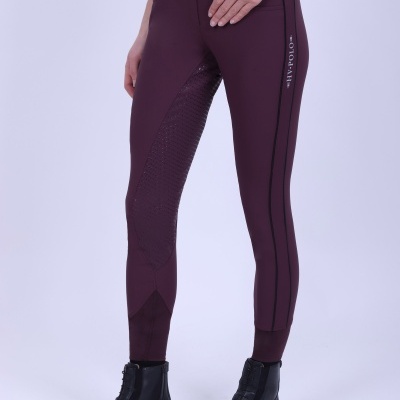 Calças de equitação burgundy com aderência e logótipo HV POLO