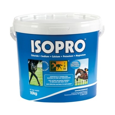 Recipiente azul ISOPRO suplemento eletrolítico para cavalos 10kg