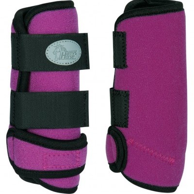 Conjunto de proteção rosa com fechos pretos e etiqueta 