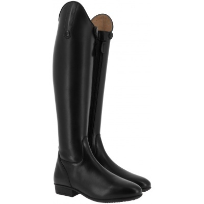Botas altas pretas de couro com fecho de correr lateral