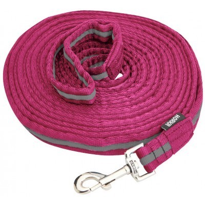 Trela para cão rosa com mosquetão metálico e etiqueta HORSE