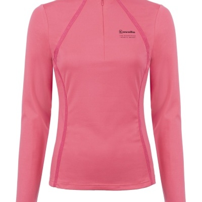 Camisola rosa de manga comprida Cavalos com fecho frontal curto e logo preto.