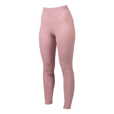 Leggings desportivas rosa com cintura elástica e costuras visíveis