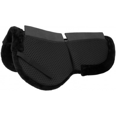 Sela de equitação preta com revestimento almofadado e tecido perfurado