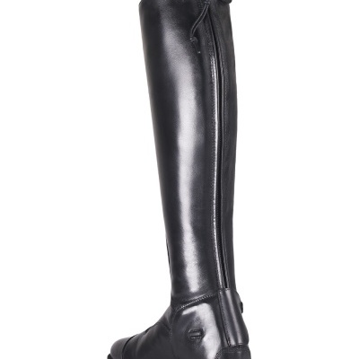 Bota alta preta em couro com fecho de correr lateral