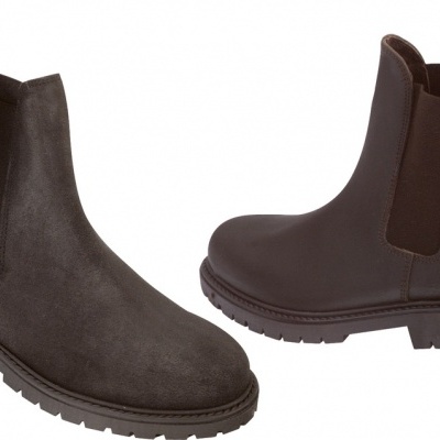 Botas Chelsea castanho escuro de couro com sola preta