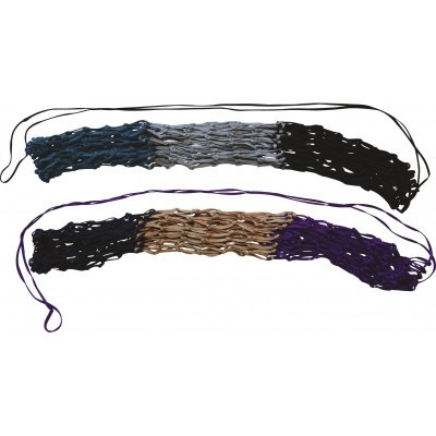 Duas redes de cabelo coloridas com cordões para ajuste.