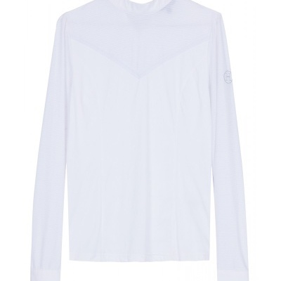 Camisola branca de manga comprida com gola subida e padrão texturizado