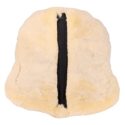 Assento almofadado de pele creme com faixa preta central