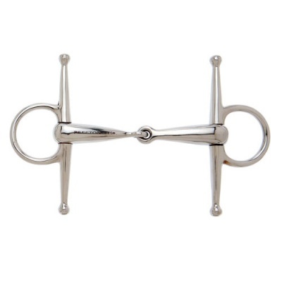 Bridão metálico prateado com anéis e peça central articulada