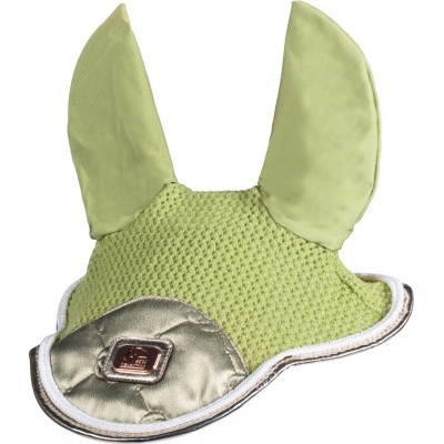 Touca verde para cavalo com orelhas e aplicação metálica