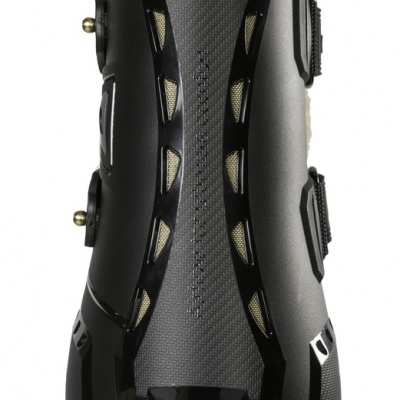 Protetor de casco para cavalo preto com interior de pelo sintético creme