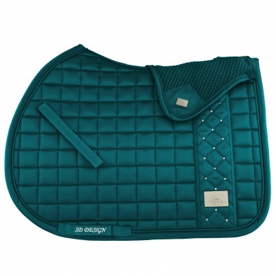 Tampo de sela verde acolchoado com etiqueta SD DESIGN