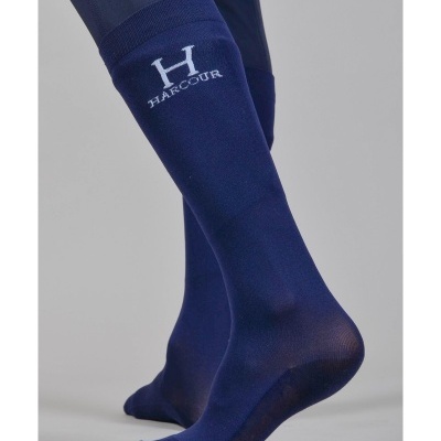 Meias azuis escuras com bordado HARCOUR em branco