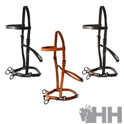 Conjunto de cabrestos de couro para cavalos em três cores diferentes