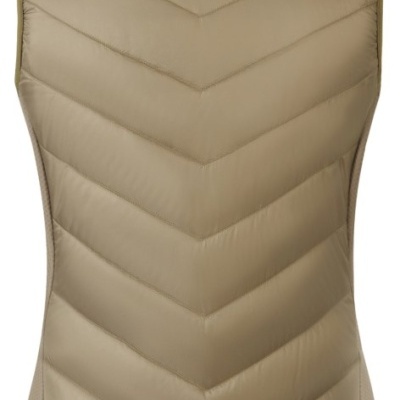 Colete almofadado bege sem mangas com padrão de costura em V