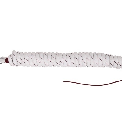 Cabo de amarração branco com fecho metálico e detalhe em couro