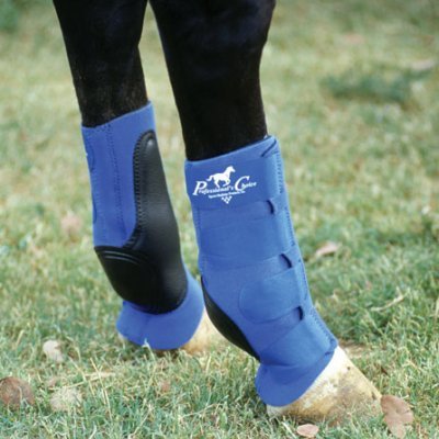 Proteção azul para pernas de cavalo com texto Professional's Choice