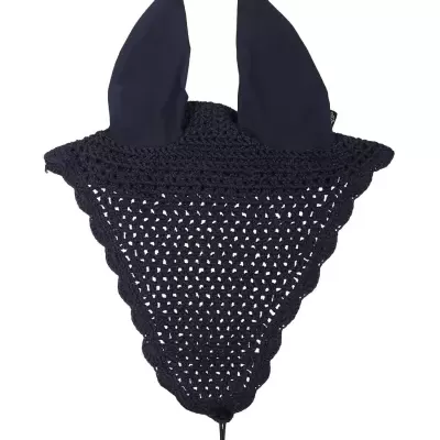 Touca para cavalo preta com orelhas e malha