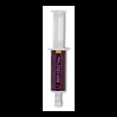 Seringa plástica branca com rótulo roxo 'RED CELL One' 60 ml