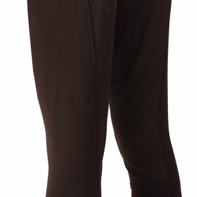 Calças de equitação pretas com padrões texturizados e bolso traseiro
