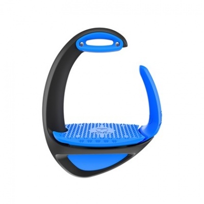 Estribo para equitação preto e azul com plataforma antiderrapante