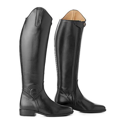 Botas altas de equitação em pele preta com fecho lateral