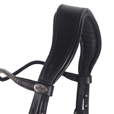 Cinta preta de pele para harpa com fivela metálica