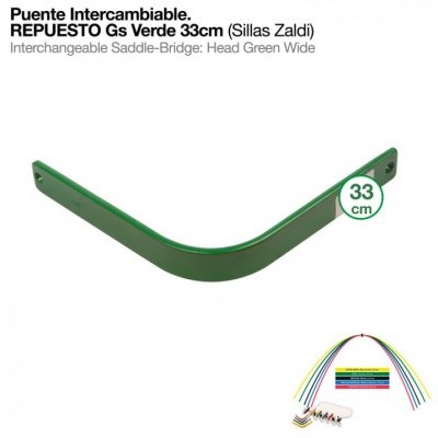 Ponte metálica verde 33cm para sela com cabos coloridos