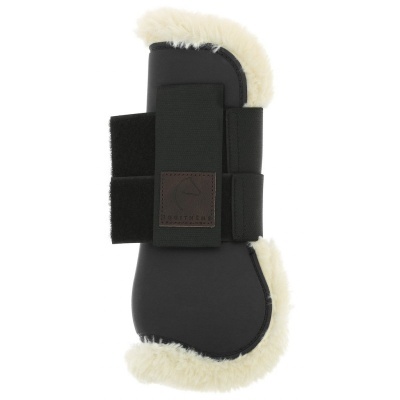 Protetor para equitação preto com forro branco e fitas de velcro