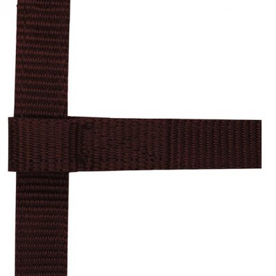 Tiras de tecido castanho escuro entrelaçadas sobre fundo branco