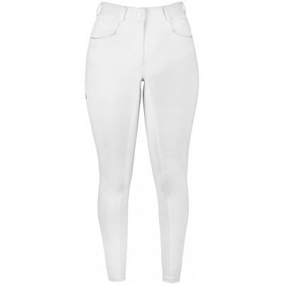 Calças justas brancas femininas com cinto e bolsos