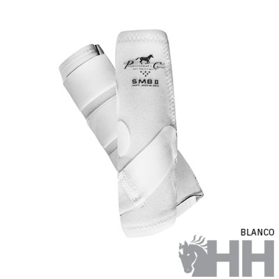 Protecções brancas para cavalos com logotipo e texto preto