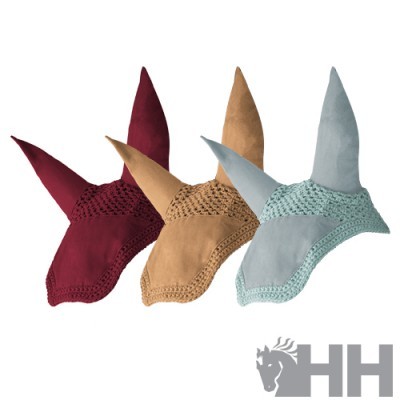 Bonés para cavalos bordô, castanho e azul claro com crochet e logo HH